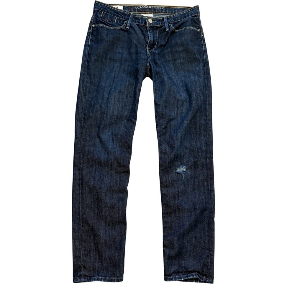 Banana Republic‎ Modern Skinny Jeans Womens 2 Dark Blue Resin Rinse Distressed